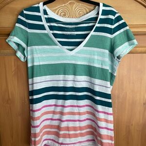 American Eagle Outfitters Striped Fitted Short Sleeve Tee